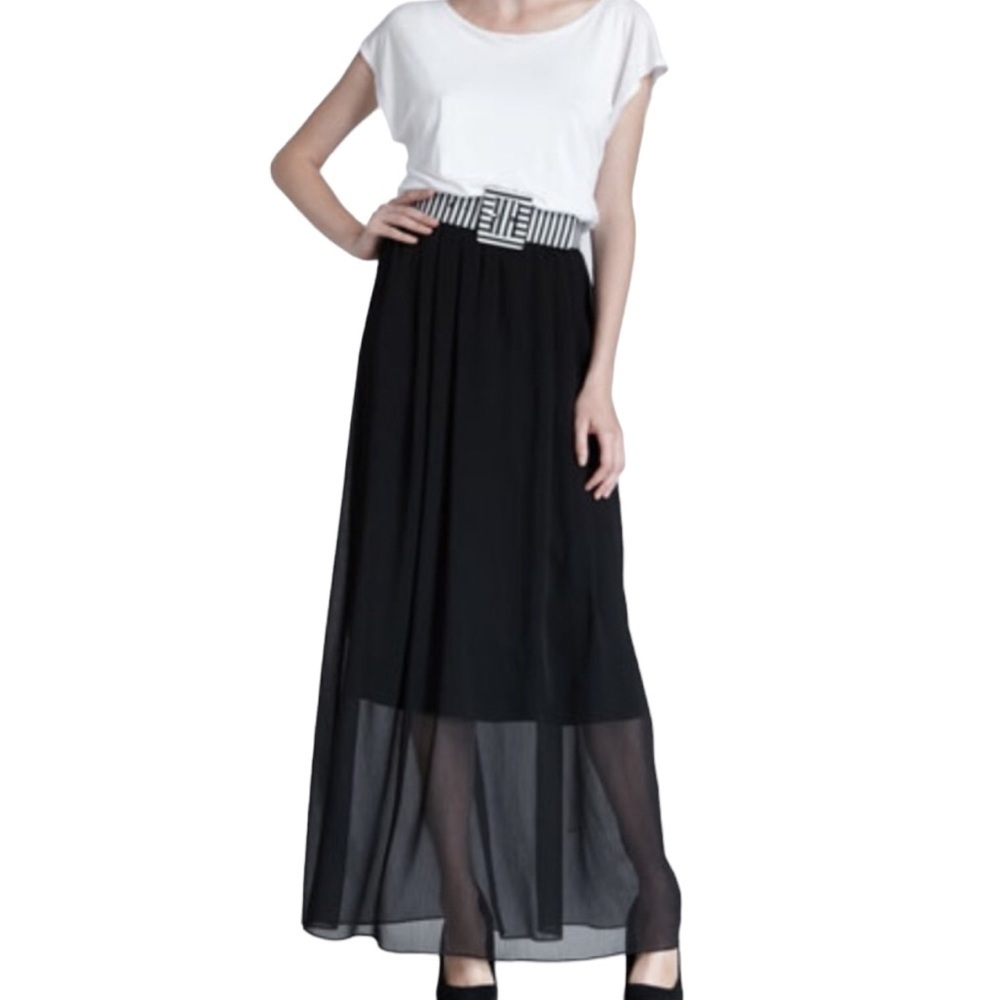 Alice & Olivia Black White Short Sleeve Maxi Dress Small